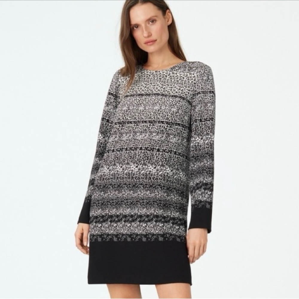 Club Monaco Vipra Size 2 Black and White Floral Shift Mini Dress